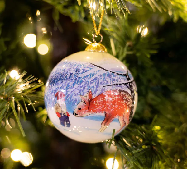 Main Image Glass bauble, Santa with deer