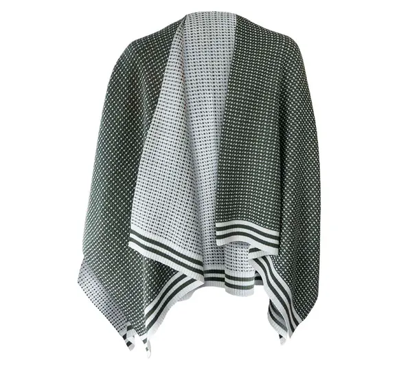 Hovedbilde Ullponcho, Islender, grønn/hvit