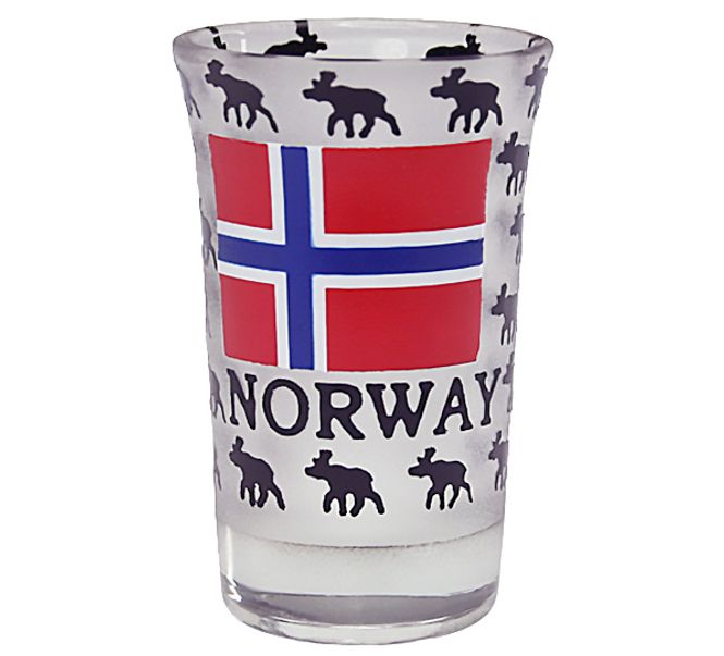 Main Image Snapsglass, lavt, elg og Norsk flagg