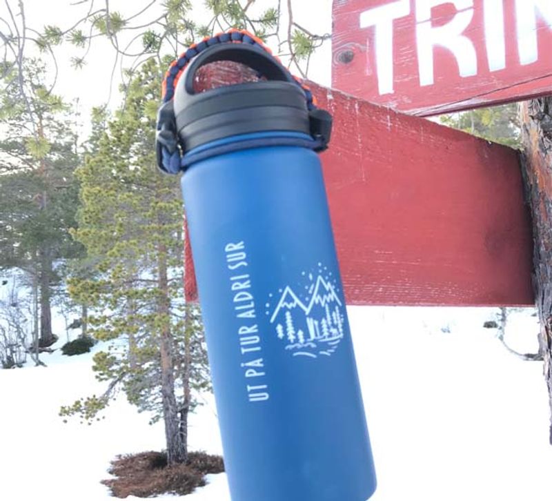 Termoflaske, Ut på tur aldri sur, blå