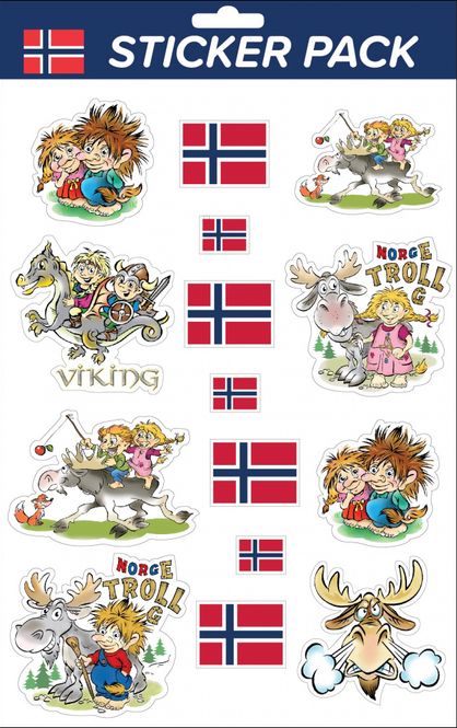 Main Image Stickers, troll, moose, viking and flag