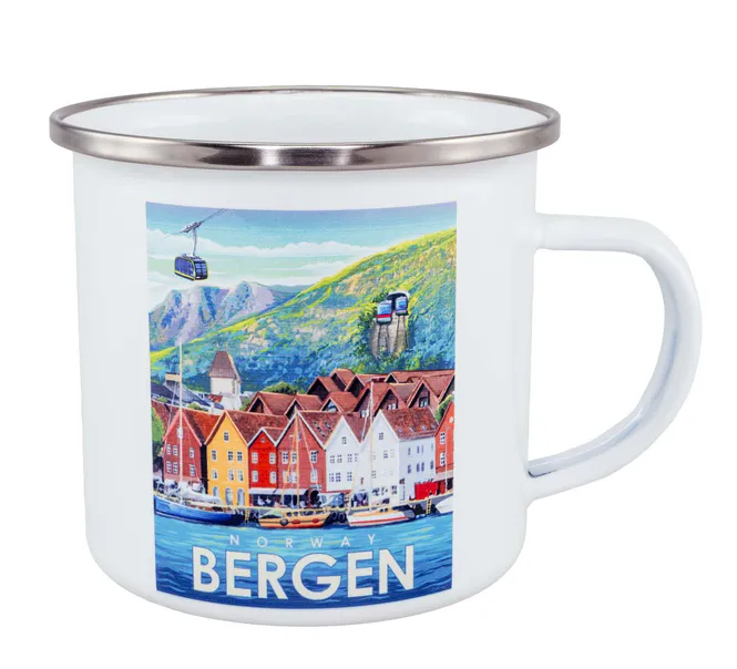 Main Image Enamel mug, Bergen, retro