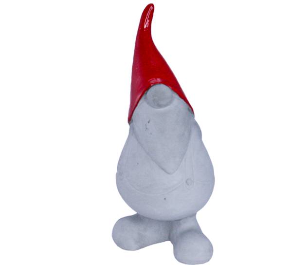 Bilde av Nisse med betongfinish og rød lue. 18 cm.