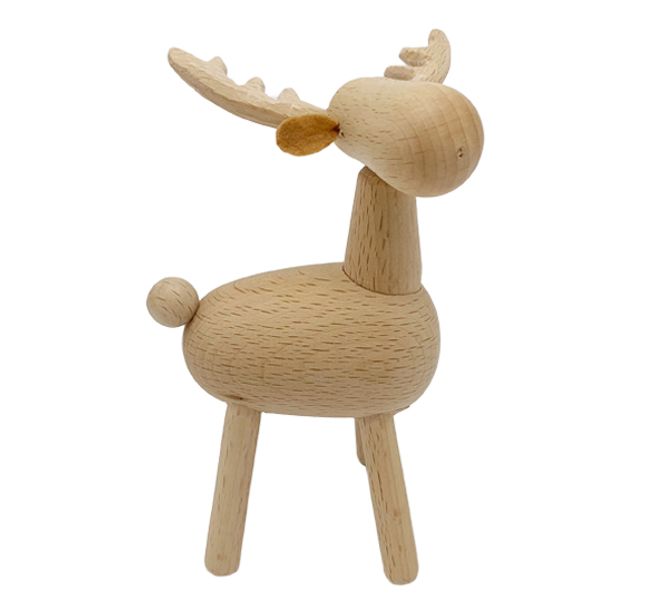 Hovedbilde Elg figur av tre, liten, bøk