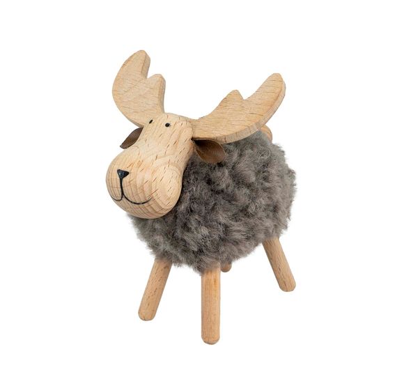 Hovedbilde Elg av tre, grå, fluffy