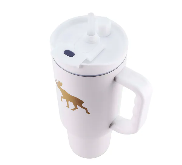 Main Image Tumbler with moose, white