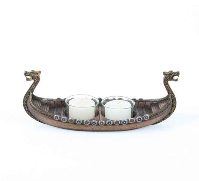 Main Image Viking ship candle holder, 2 candles