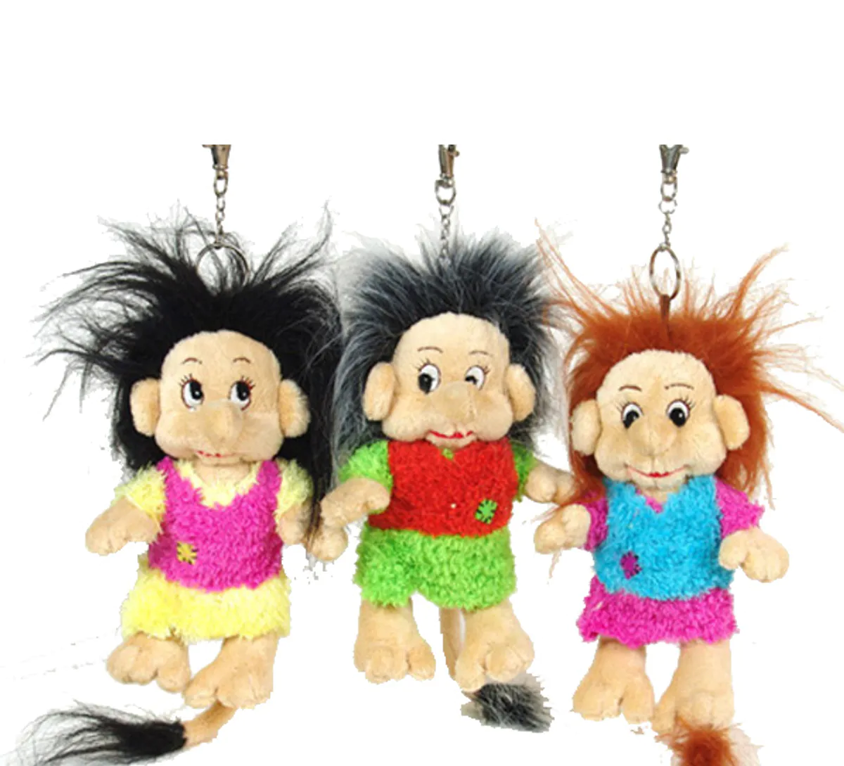 Long tail troll girls, plush pendant, *set of 3*