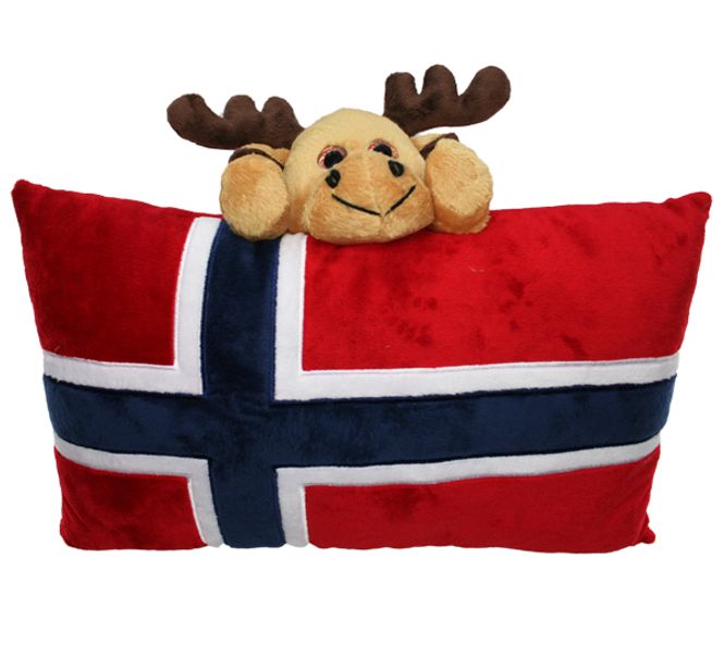 Hovedbilde Pute, norsk flagg og elg