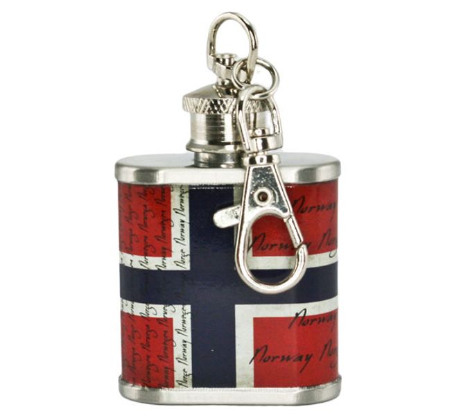 Main Image Keychain with mini hip flask, flag design
