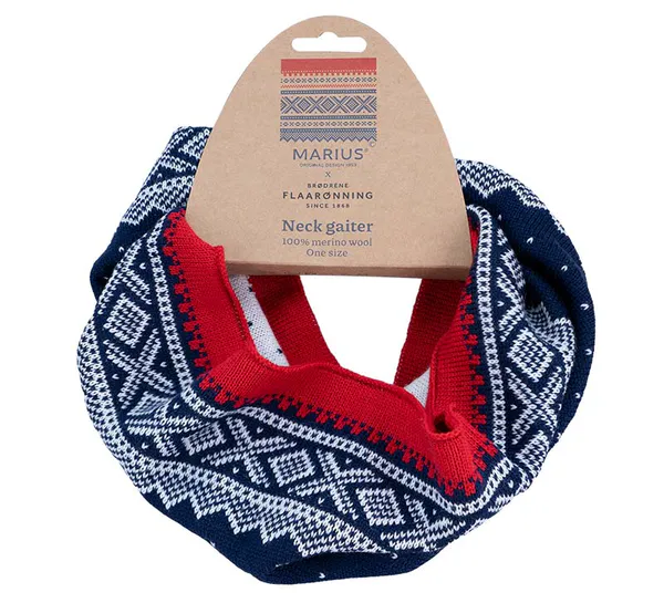Hovedbilde Hals med Mariusmønster, blå/hvit/rød, 100% ...