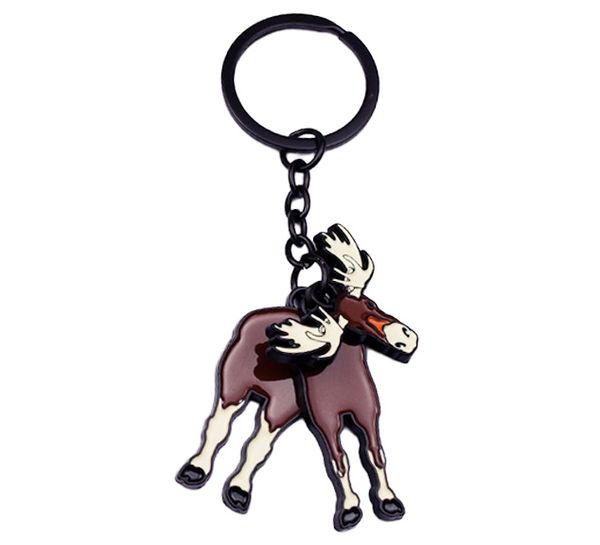 Hovedbilde Nøkkelring, dinglende elg, sort metall