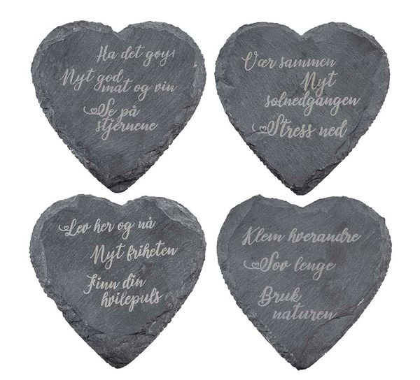 Main Image Skiferbrikker hjerte med tekst, sett a 4
