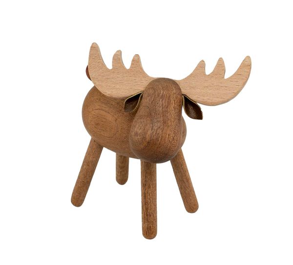 Hovedbilde Elg av tre, mørk bøk, liten