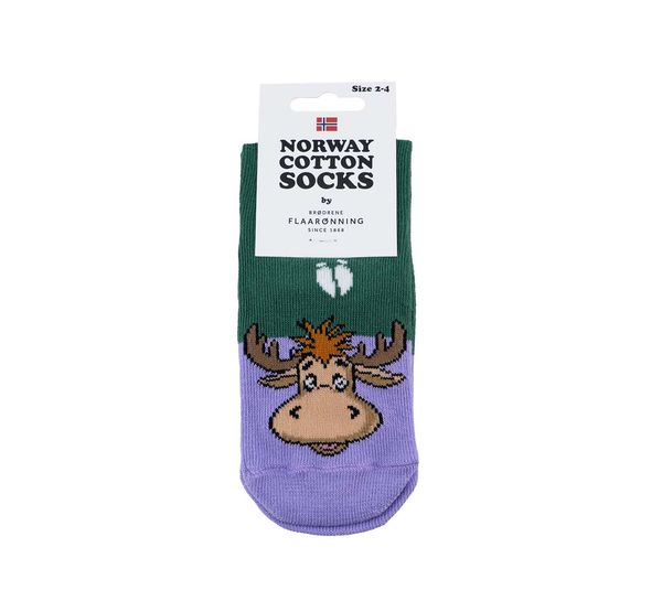 Hovedbilde Barnesokker med spor, Elg, grønn