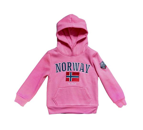 Hovedbilde Hettegenser til barn, Norway, rosa