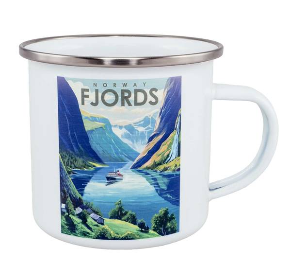 Main Image Enamel mug, Fjords, retro