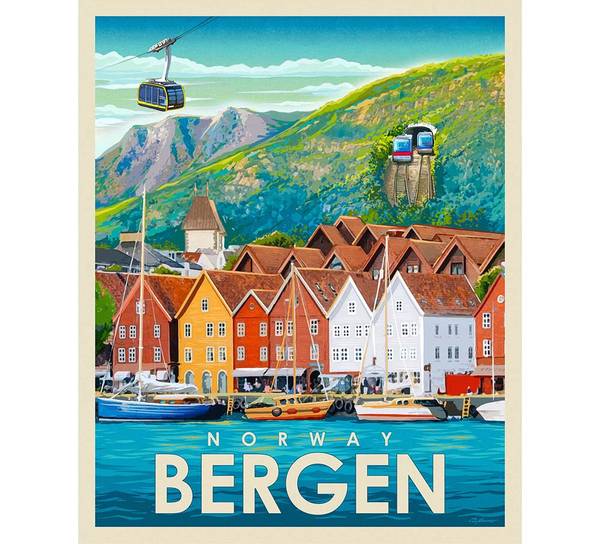 Main Image Poster, Bergen, retro