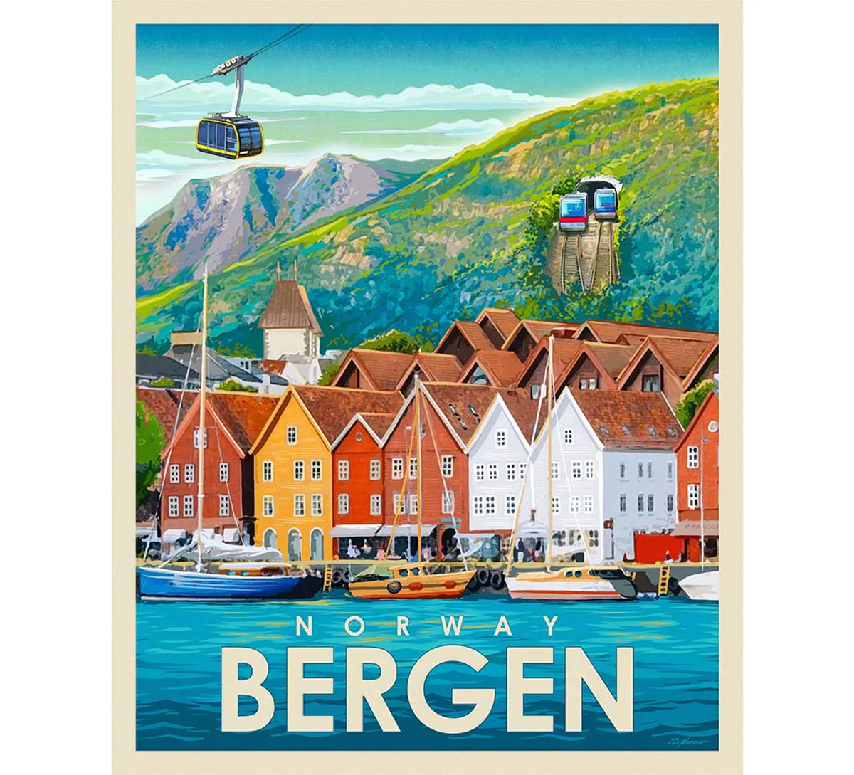 Poster, Bergen, retro