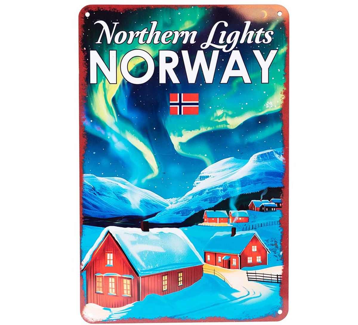 Metallskilt, Northern Lights, retro