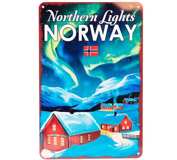 Hovedbilde Metallskilt, Nordlys, retromotiv