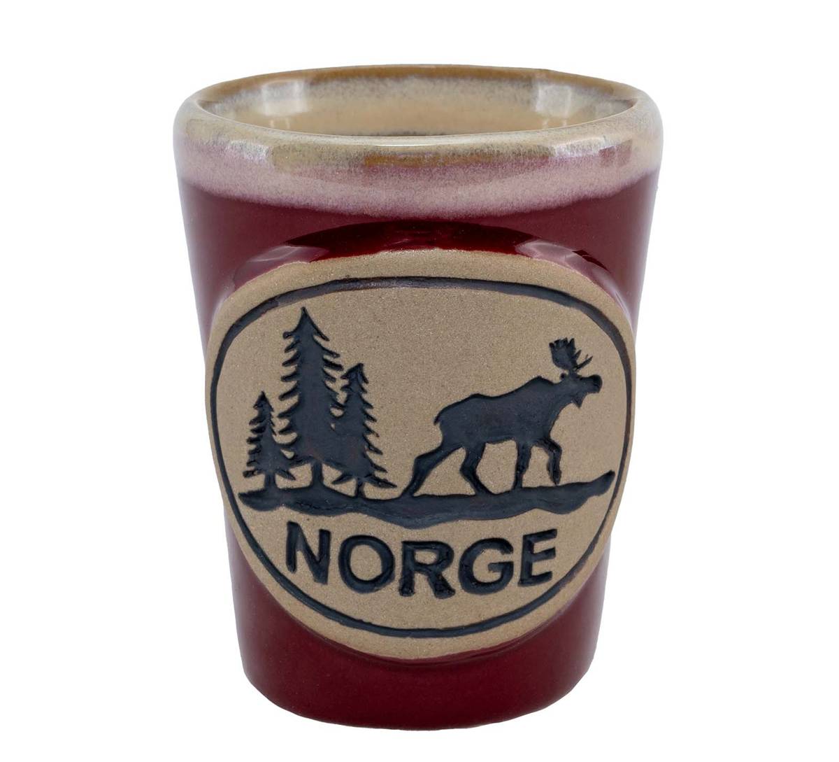 Ceramic shot glass, Moose, red