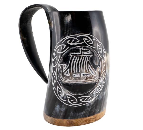 Main Image Viking mug of horn, Viking ship