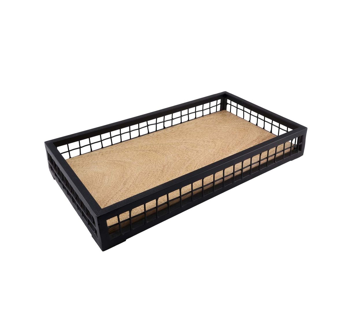 Antikk fat med sort metall, lite, F-design