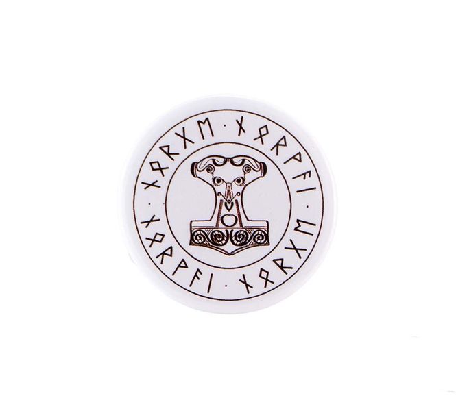 Hovedbilde Buttonmagnet, Thors hammer og runer, 32mm