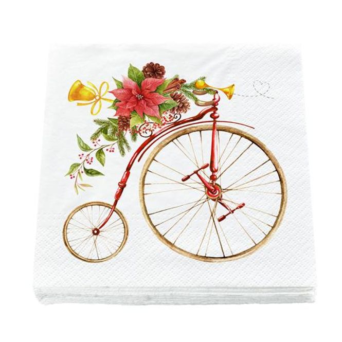 Main Image Napkins, retro Christmas bike