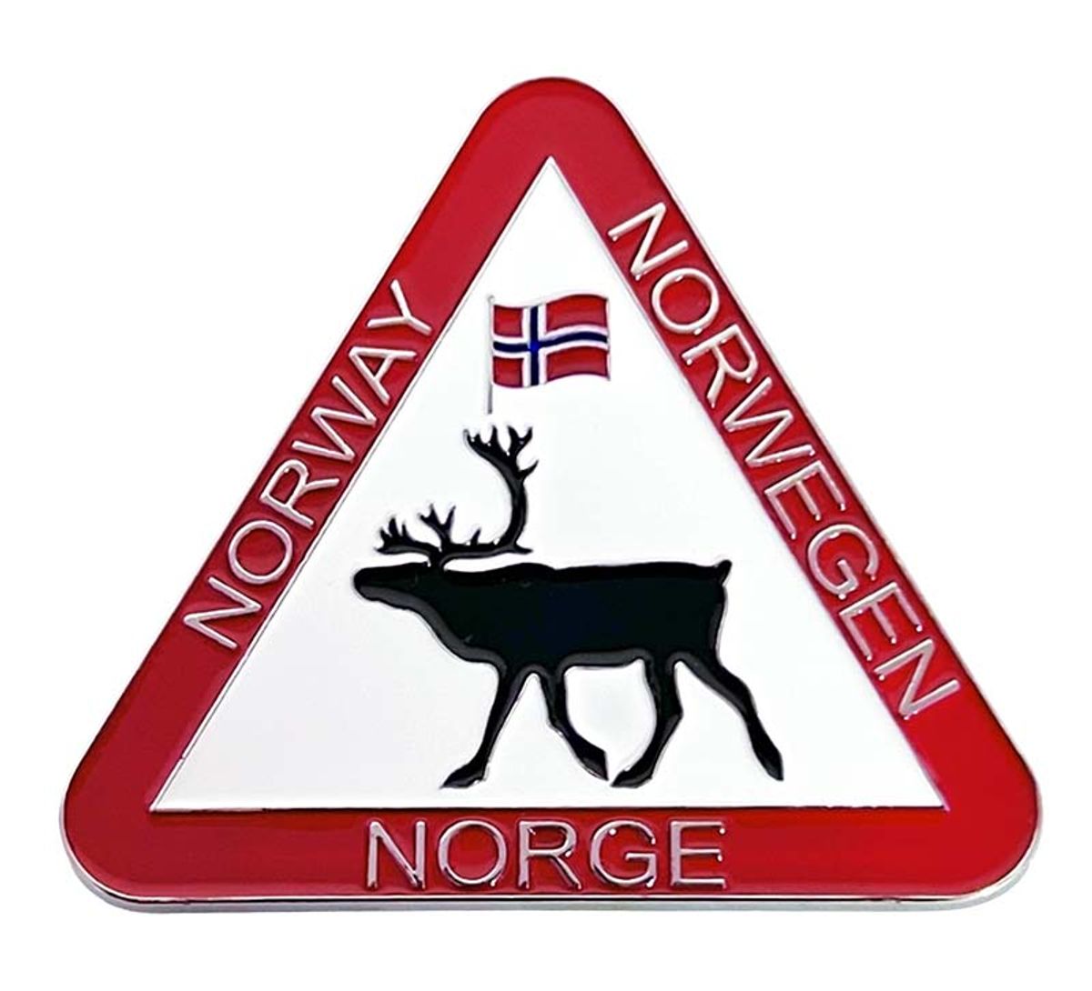 Magnet, trekantskilt med reinsdyr og flagg 