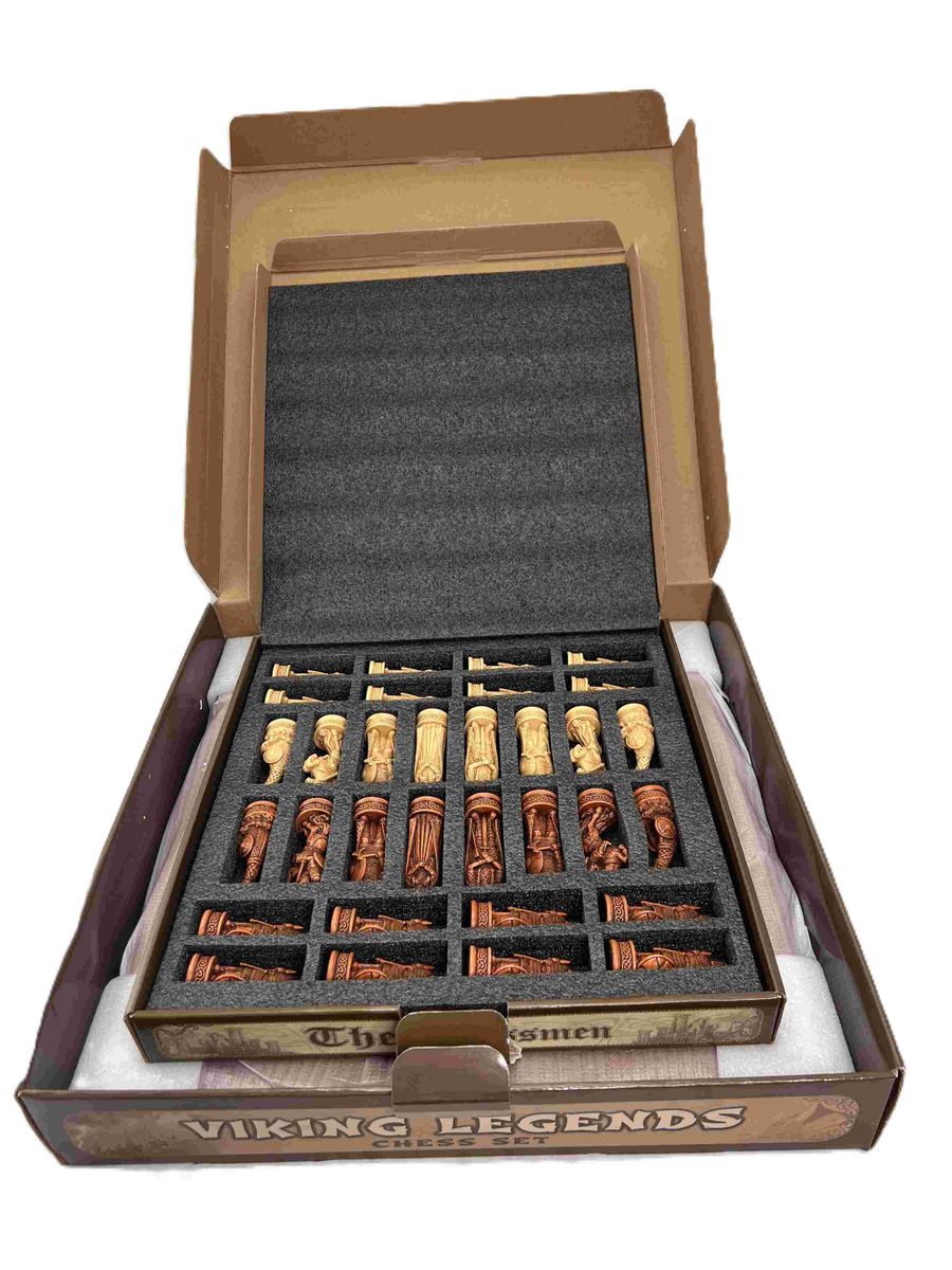 Chessboard with viking figurines